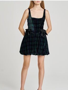 WAYF Brielle Bubble Hem Velvet Minidress. Sz S.